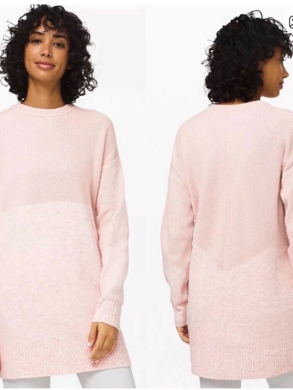 Lululemon Restful Intention Cashmere Blend Long Sweater Pink Bliss M